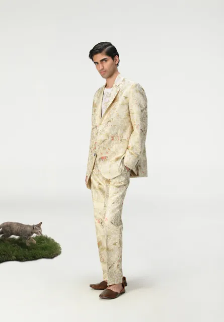 Rana Blazer Silk Brocade Ivory