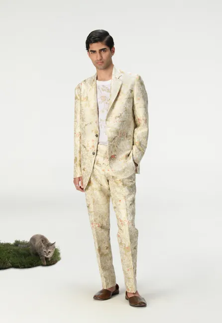 Rana Blazer Silk Brocade Ivory