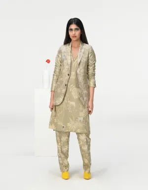 Rana Blazer Silk Brocade Oyster Grey