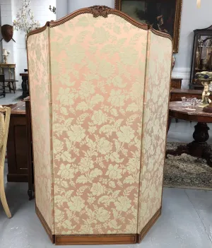 Rare Antique French Walnut Louis XVI Style Upholstered 3 Fold Screen/Divider