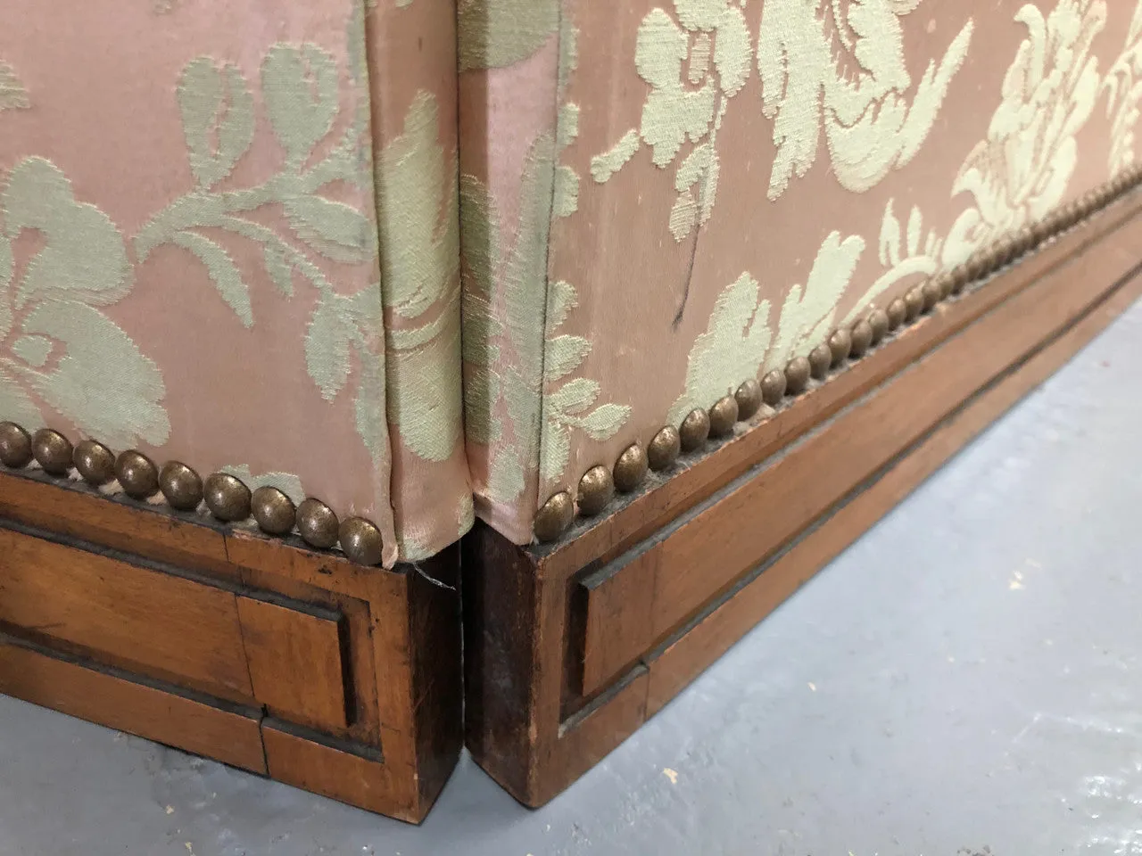 Rare Antique French Walnut Louis XVI Style Upholstered 3 Fold Screen/Divider