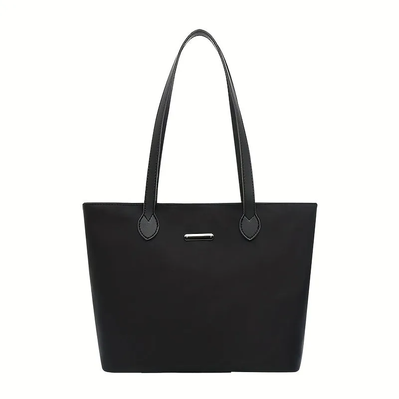realaiot  Simple Tote Bag For Women, Large Capacity Shoulder Bag, Portable Nylon Handbags For Travel & School & Work