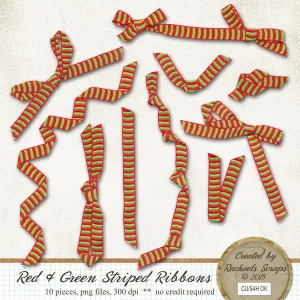 Red & Green Striped Ribbons