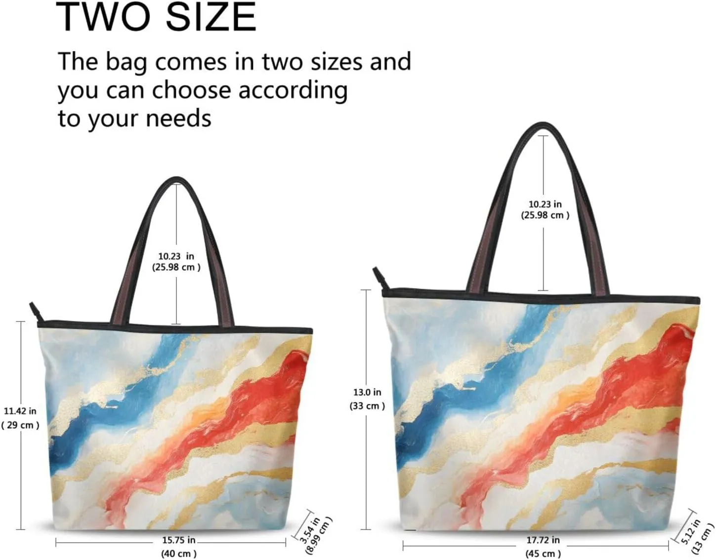Red Blue Fluid Women Tote Bag Purse Reusable Grocery Handbag Bags with Zipper Large