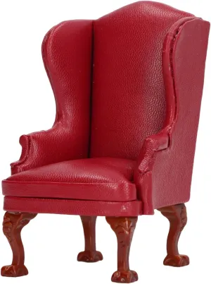 Red Dollhouse Sofa Chair, 1/12 Scale Miniature Dolls House Single Leather Back Sofa, House Miniature Furniture Sofa Arm Chair Couch for Decoration of The Living Room