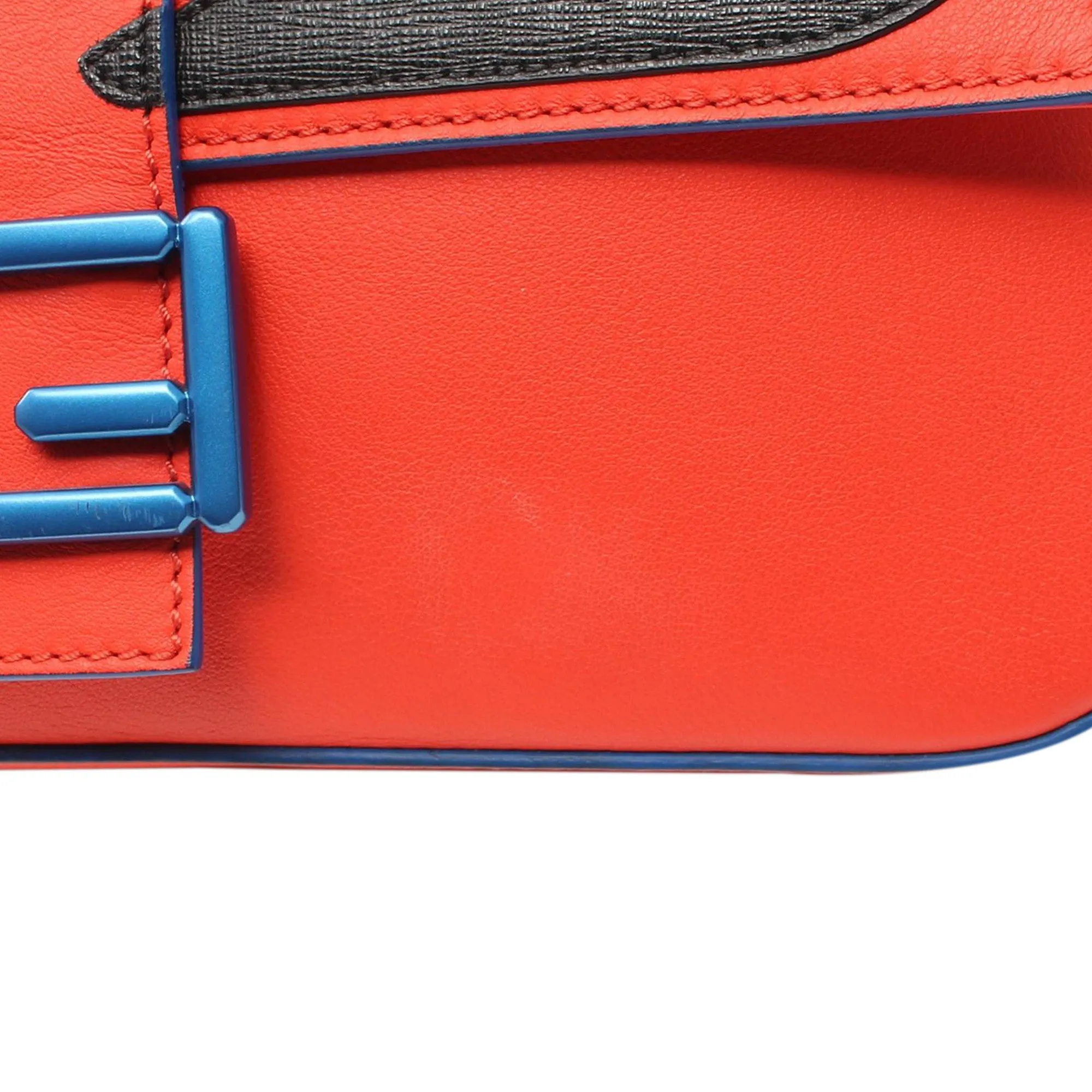 Red Fendi Leather Monster Baguette Shoulder Bag