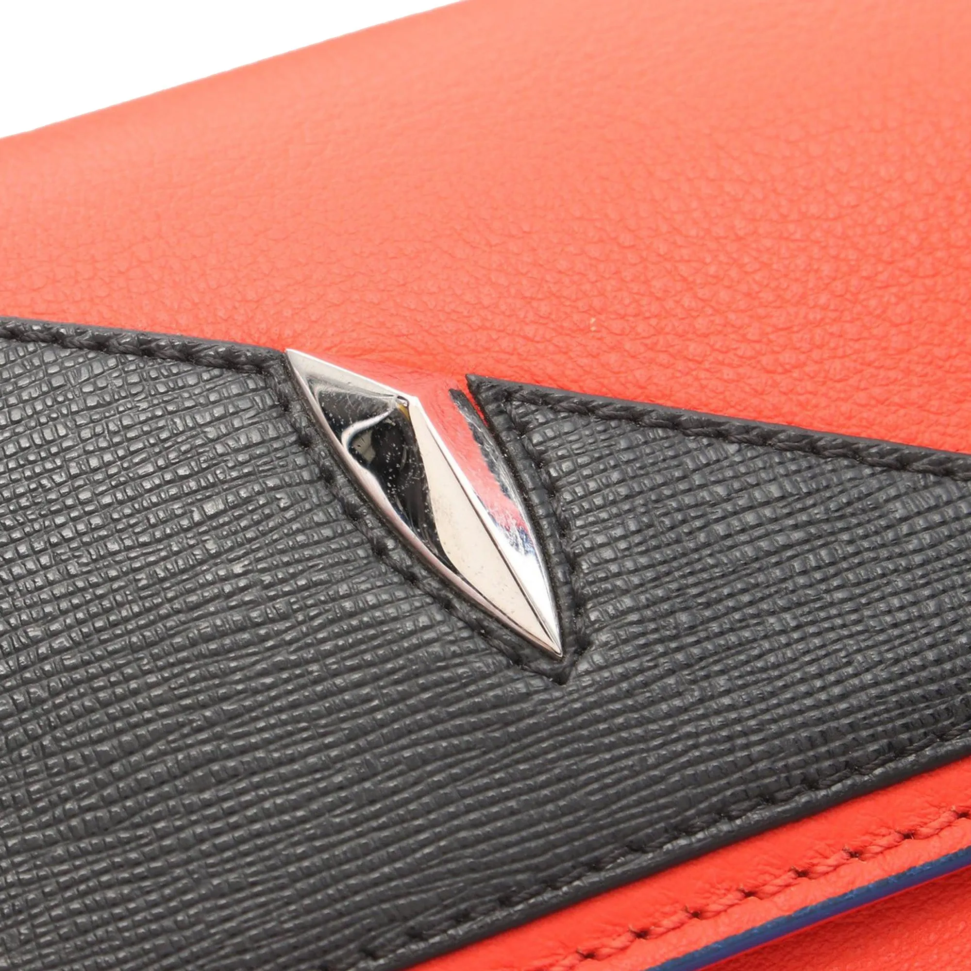 Red Fendi Leather Monster Baguette Shoulder Bag