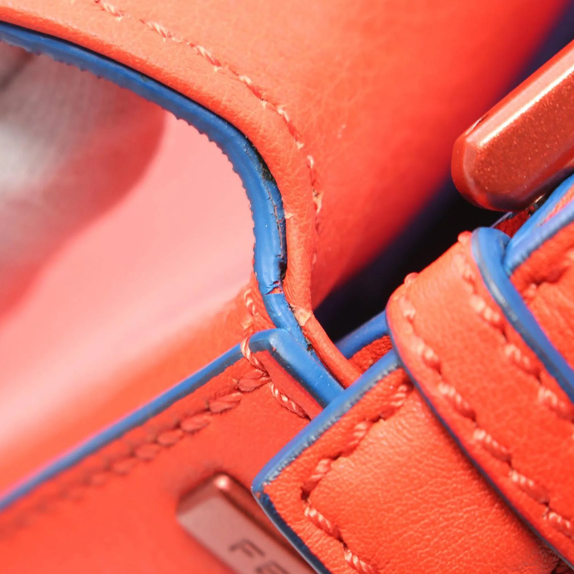 Red Fendi Leather Monster Baguette Shoulder Bag
