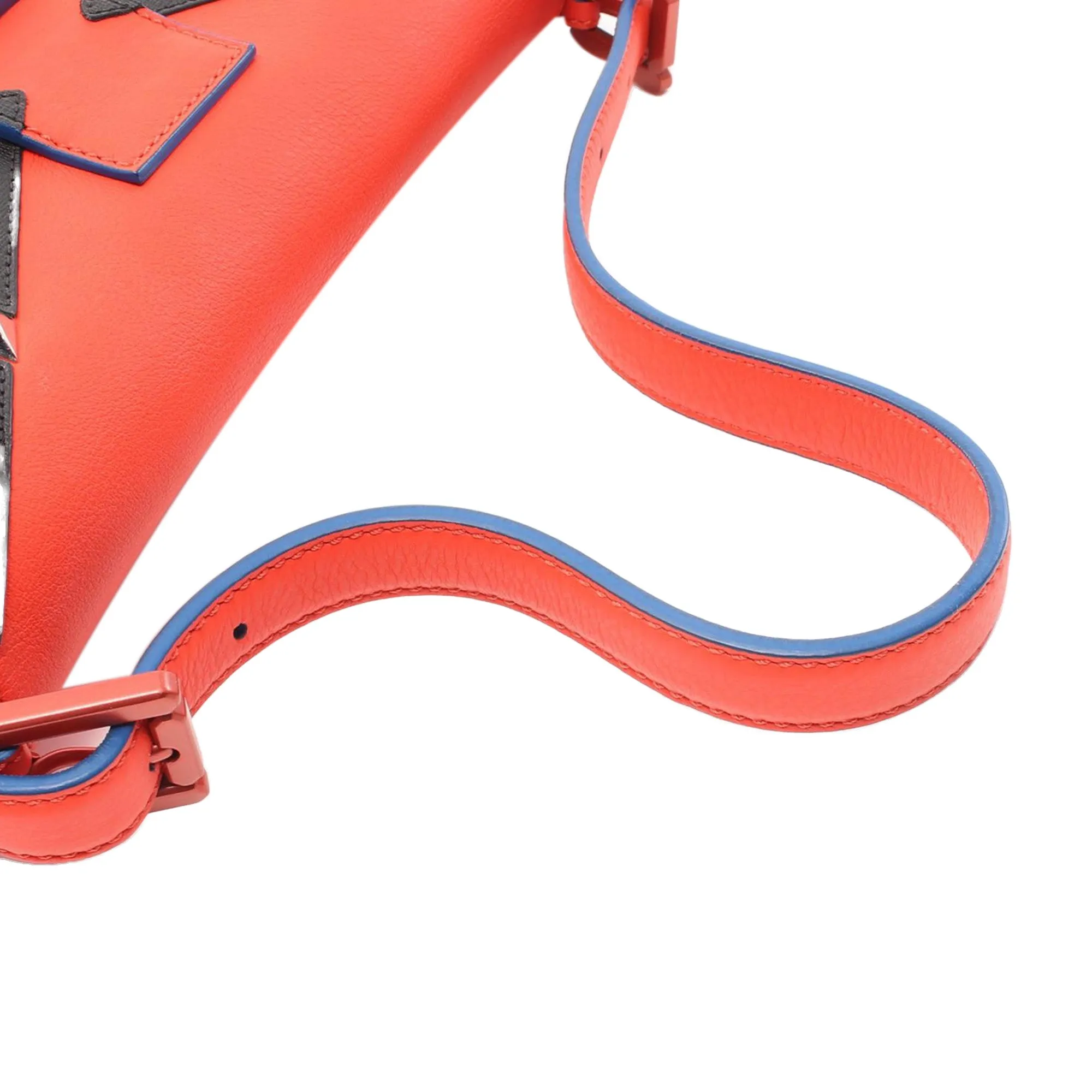 Red Fendi Leather Monster Baguette Shoulder Bag