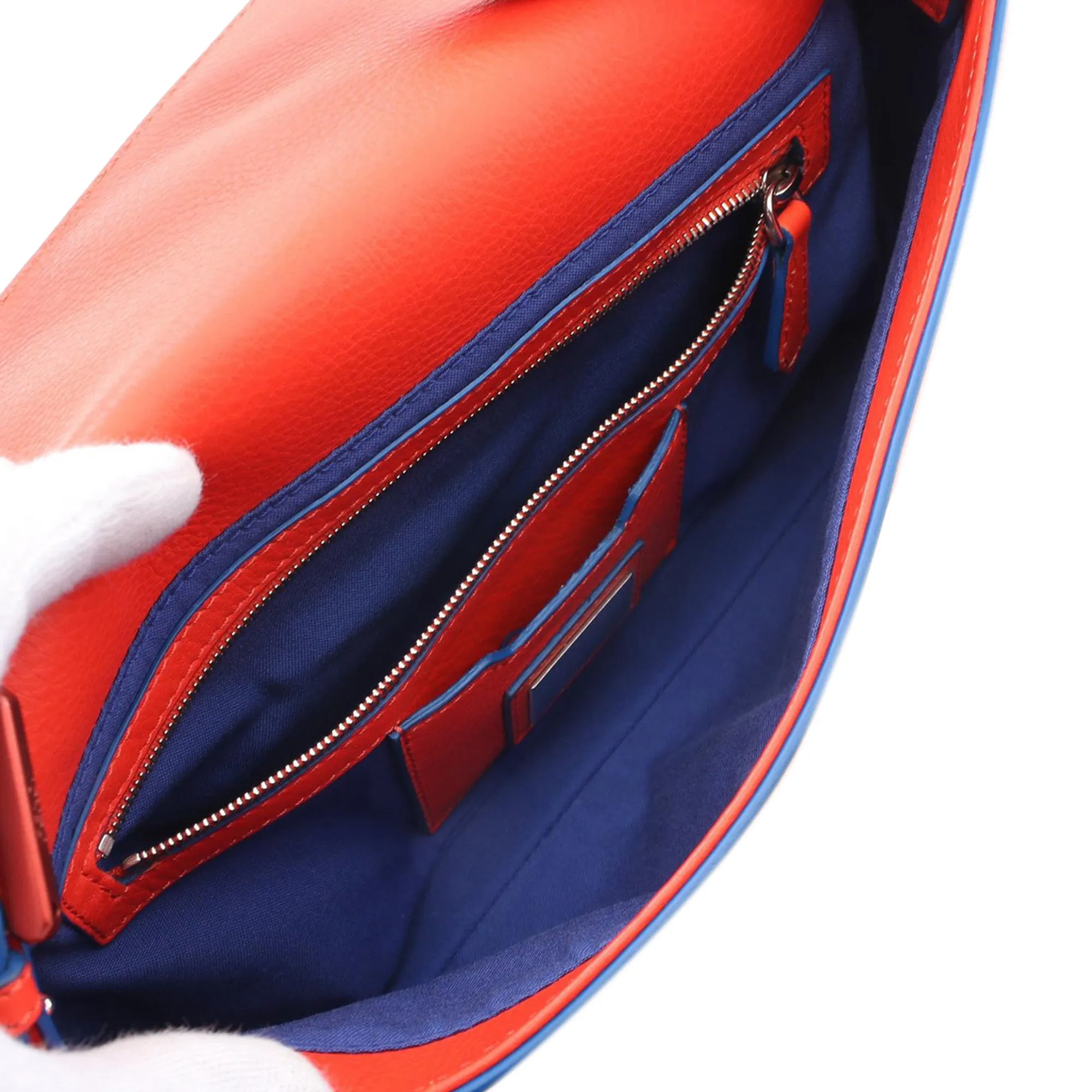 Red Fendi Leather Monster Baguette Shoulder Bag