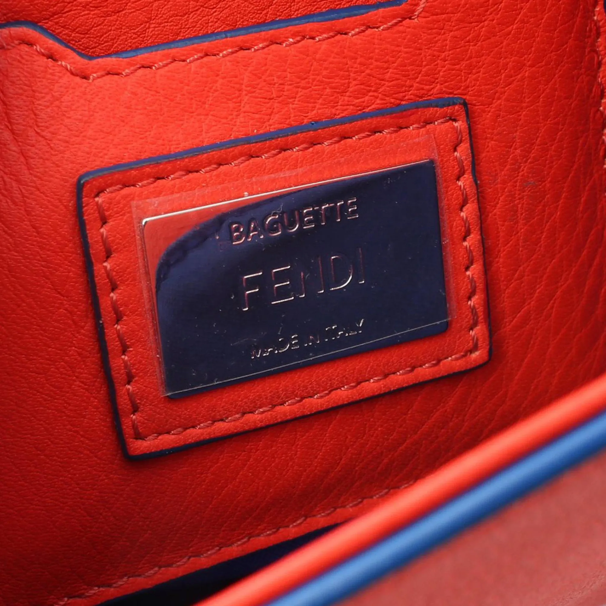 Red Fendi Leather Monster Baguette Shoulder Bag