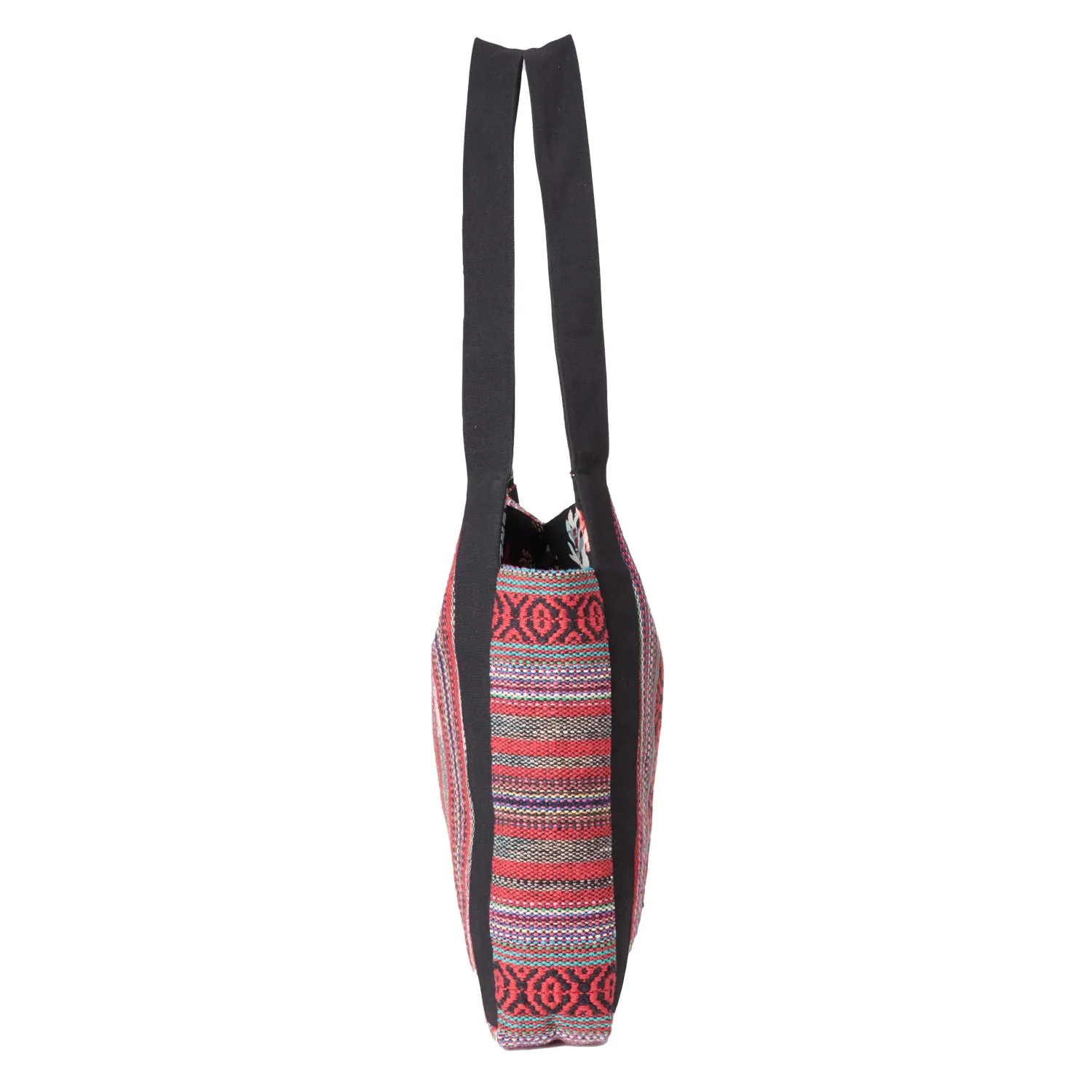 RED MULTI TRIBAL WEAVE TOTE BAG
