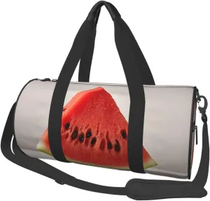 Red watermelon (1) Print Round Large Capacity Travel Luggage Bags,Men's and Women's Hand-Held Travel Clothing Bags