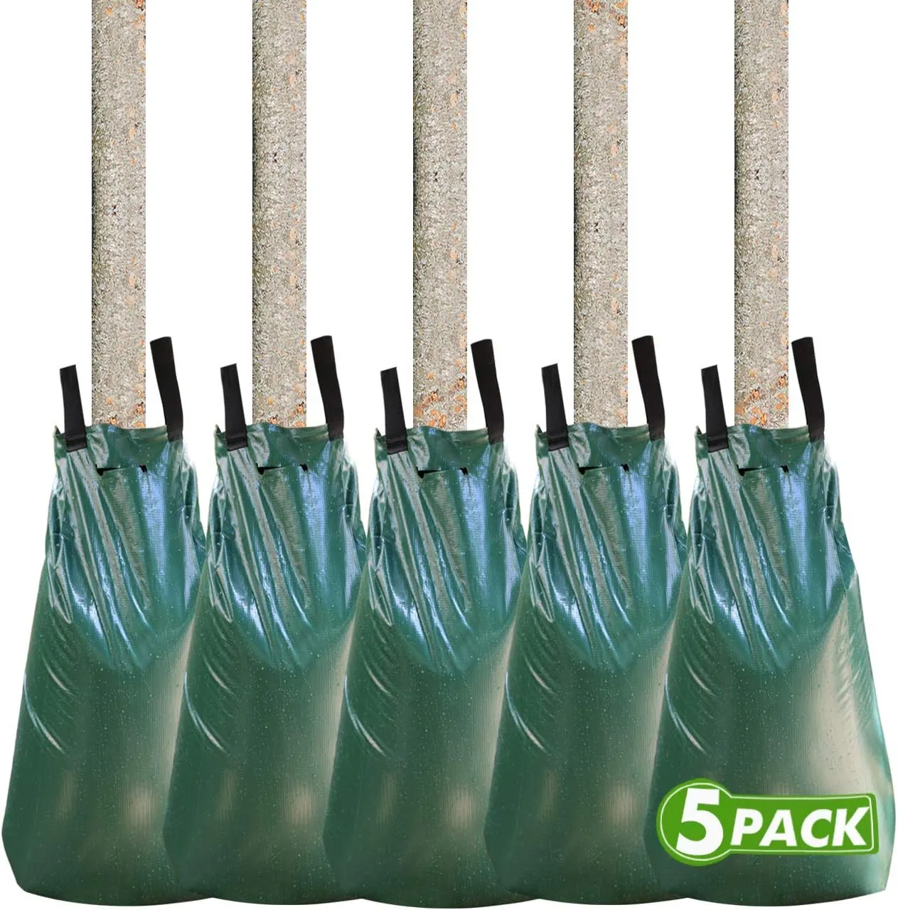 REMIAWY Tree Watering Bag 20 Gallon With Heavy Duty Zipper - Premium PVC Slow Release Drippers for Trees (5 Pack, 5-8 Hours Releasing Time)