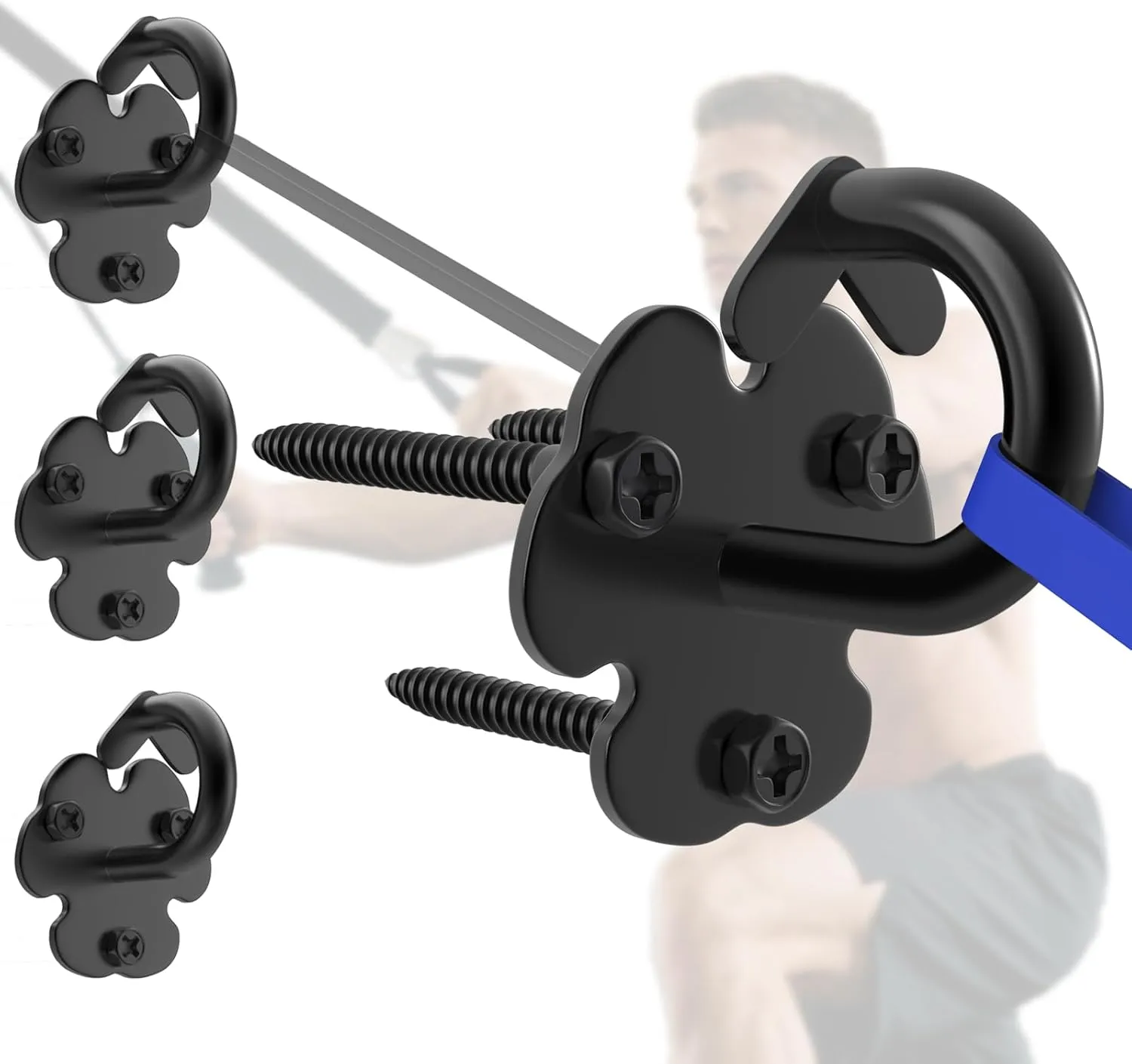 Resistance Band Wall Anchors, 3 Pack Heavy Duty Wall and Ceiling Mount Hooks for Suspension Straps, Workout Anchors for Home Gym, Yoga Swing, Battle Rope and Boxing Equipment
