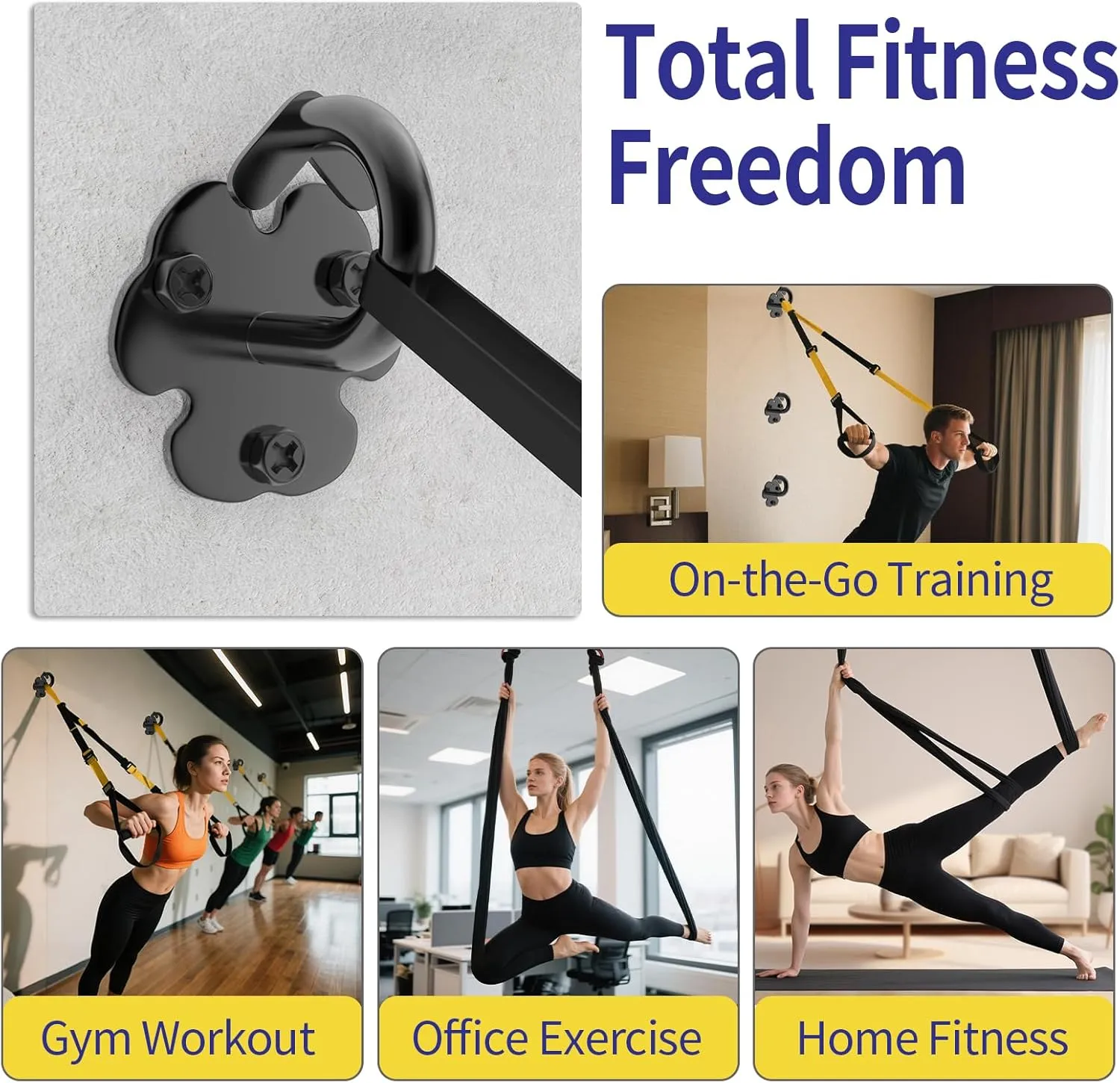 Resistance Band Wall Anchors, 3 Pack Heavy Duty Wall and Ceiling Mount Hooks for Suspension Straps, Workout Anchors for Home Gym, Yoga Swing, Battle Rope and Boxing Equipment