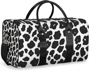 Retro Cow Print Travel Duffle Bag for Women Men Gym Duffel Foldable Bag Waterproof Weekender Animal Skin Print Duffle Tote