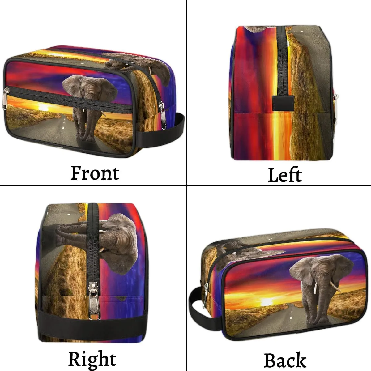 Retro Elephant Travel Toiletry Bag for Women Men Small Cosmetic Makeup Organizer Water Resistant Shaving Bag Portable Make Up Bag Storage Bags with Handle