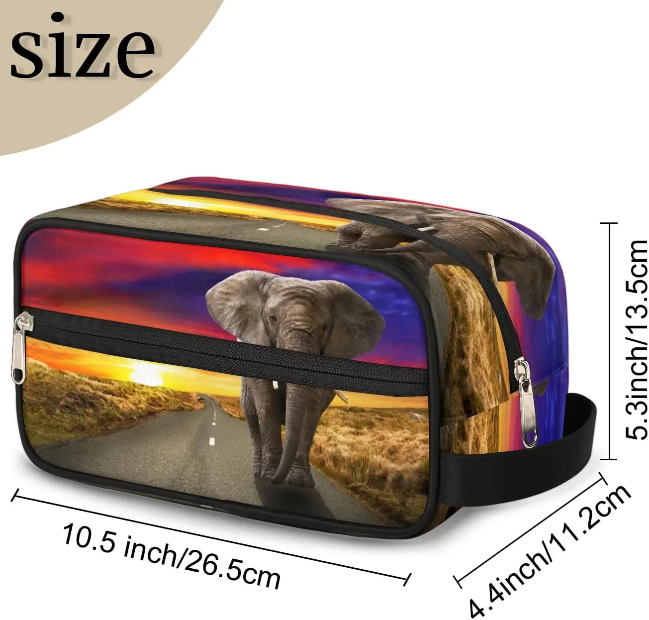 Retro Elephant Travel Toiletry Bag for Women Men Small Cosmetic Makeup Organizer Water Resistant Shaving Bag Portable Make Up Bag Storage Bags with Handle
