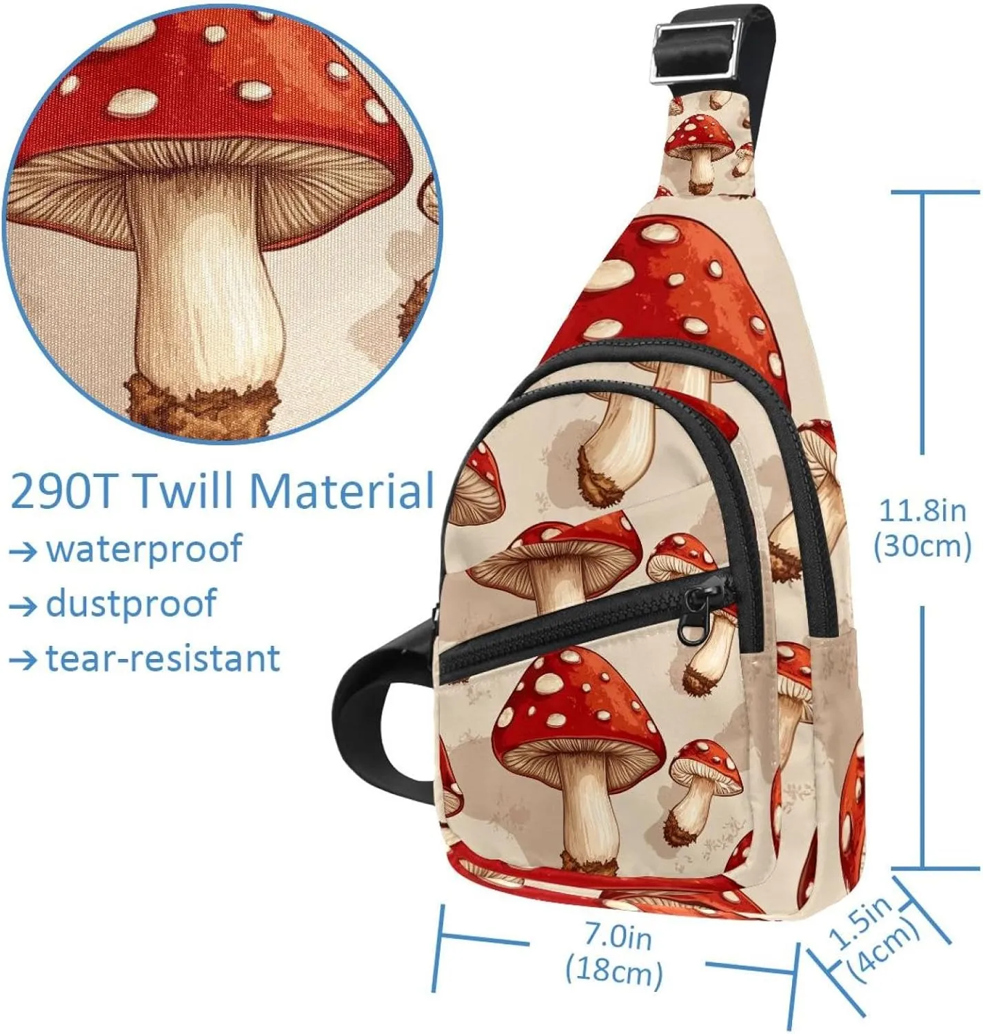 retro mushrooms (1) Chest Daypack Crossbody Backpack for Women Men