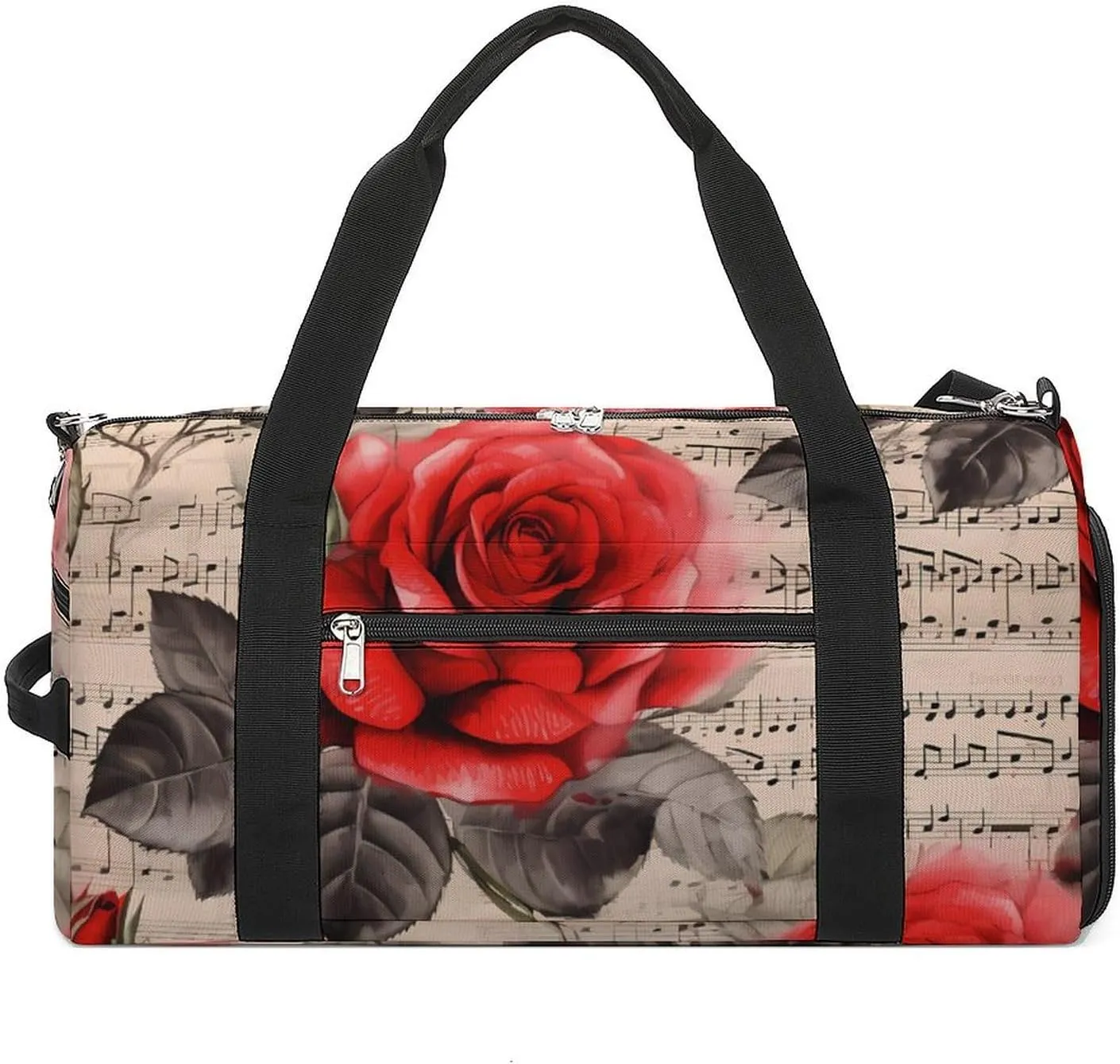 Retro Romantic Flowers Duffle Bag Waterproof Gym Tote Bags Travel Overnight Bags with Shoes Compartment