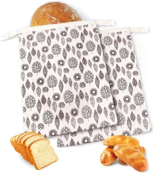 Reusable Beeswax Bread Bags 2 Pack,Bread Bags for Homemade Bread,Cotton Beeswax Bread Bag to Keep Fresh,Sourdough Bread Bags
