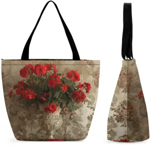 Reusable Shopping Bags for Women Large Grocery Bags Travel Tote Bags Huge Antique Vase Shoulder Bag for Work