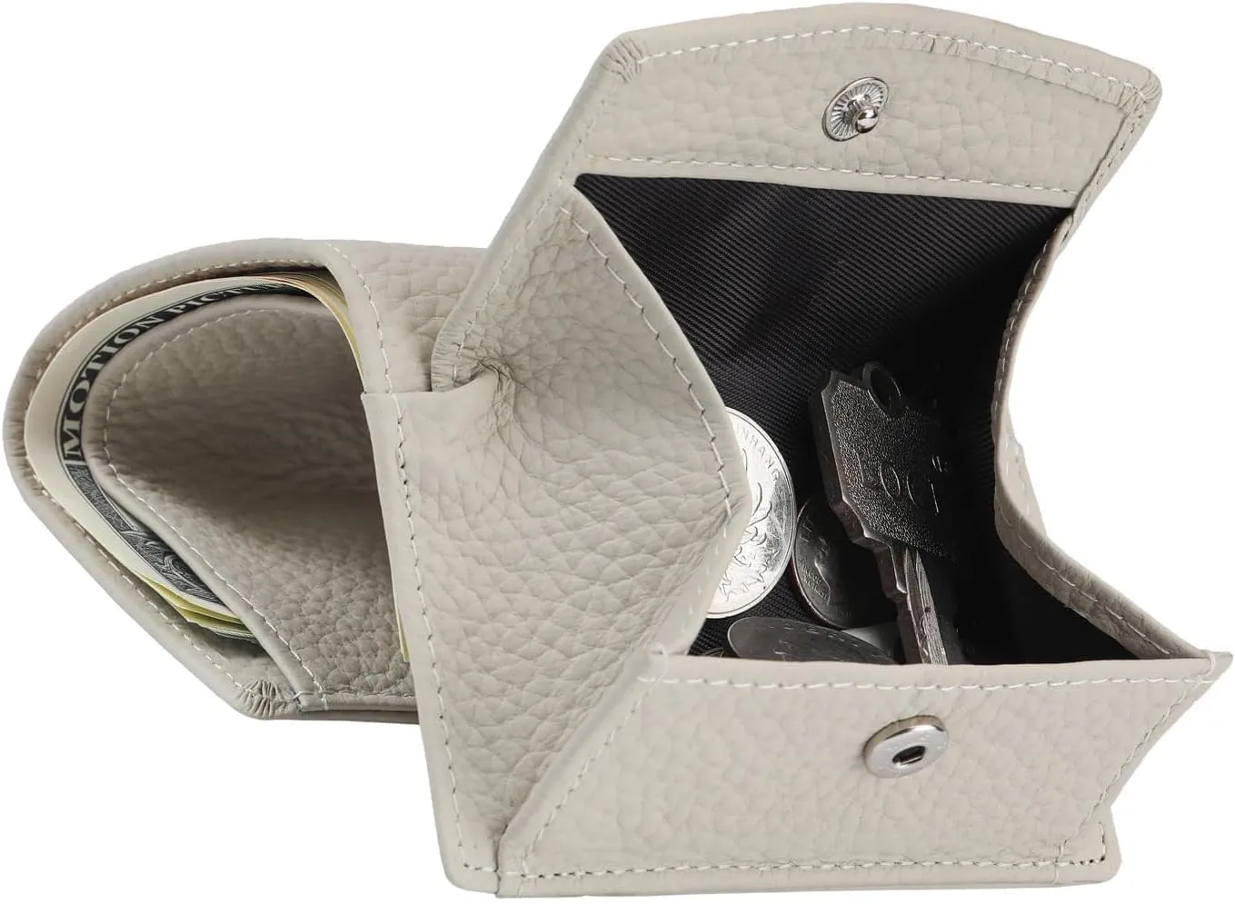 RFID Mini Leather Wallet with Coin Pouch, Cash and Card Slots Trifold Compact Wallet Small for Women Pocket Wallet Minimalist, Ideal for Daily or Travel (Beige)