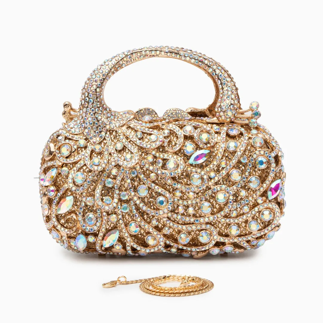 Rhinestone Embellished Evening Handbag – Gold