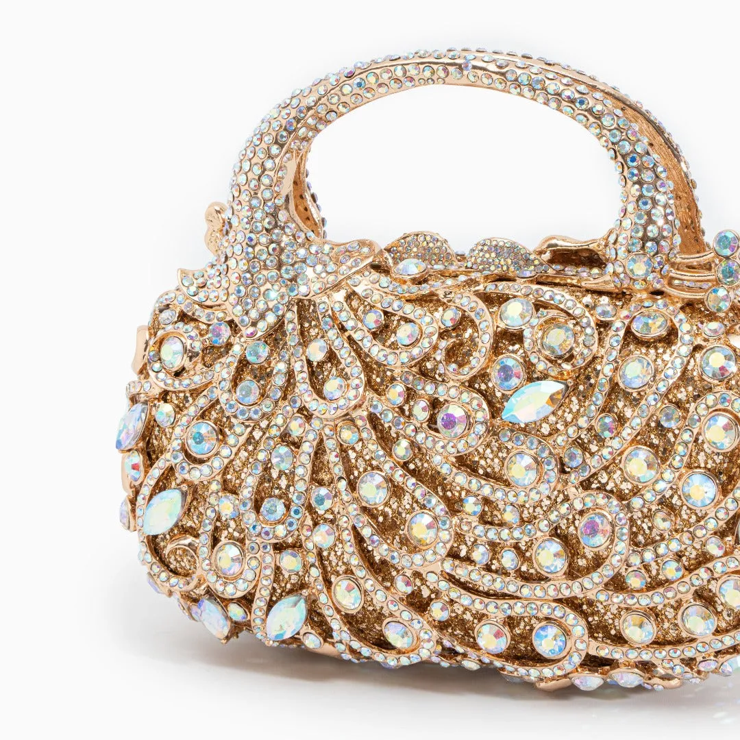 Rhinestone Embellished Evening Handbag – Gold