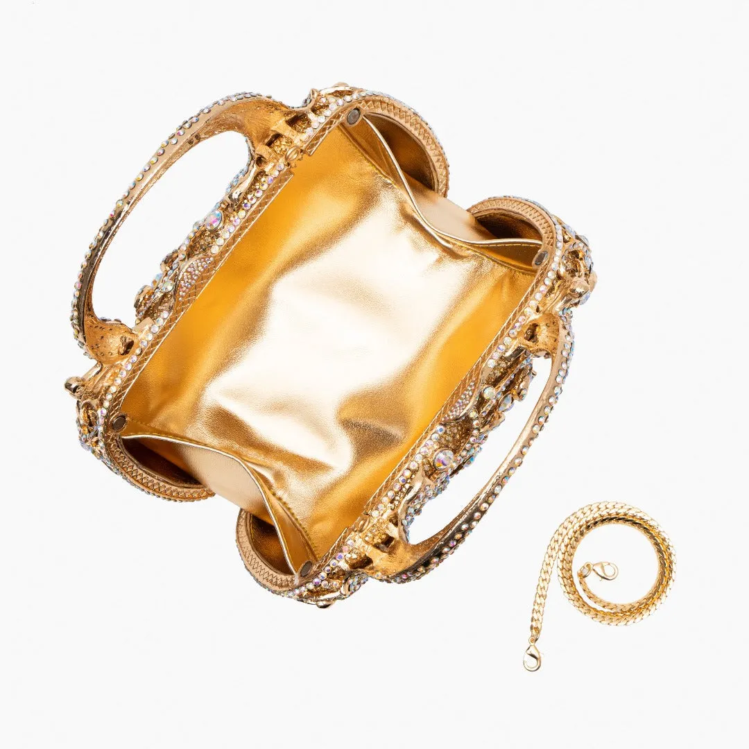 Rhinestone Embellished Evening Handbag – Gold
