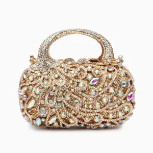 Rhinestone Embellished Evening Handbag – Gold
