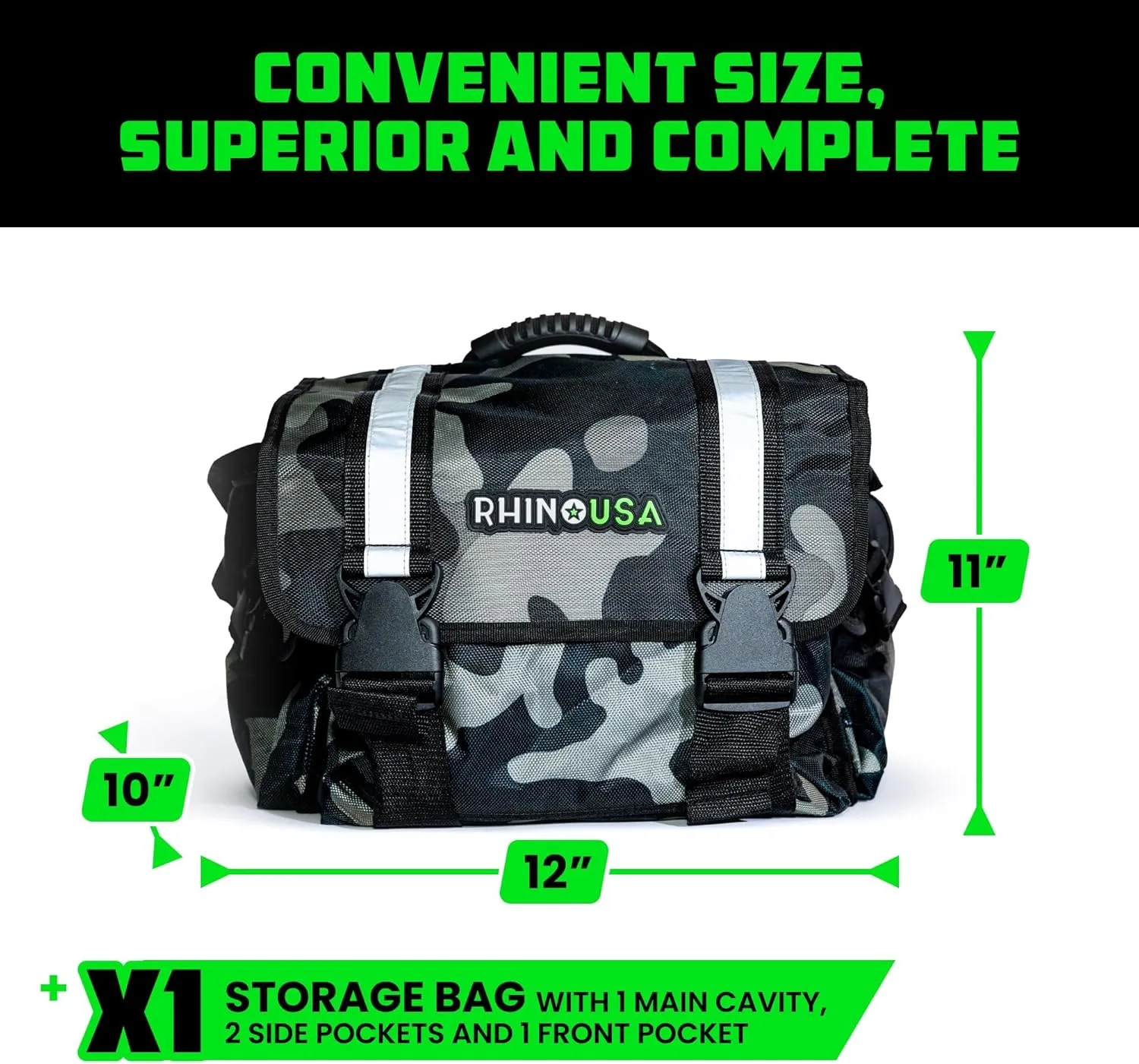 Rhino USA Recovery Gear Storage Bag (CAMO)- Ultimate Recovery Kit Bag for Organization in Your Vehicle - Use With Your Tow Strap, Shackles, Snatch Block or Anything You Desire - Guaranteed For Life!