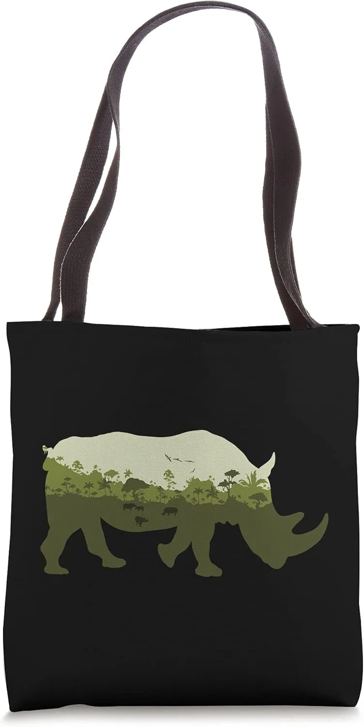 Rhinoceros Print Landscape - Rhinoceros Animal Save Rhino Tote Bag