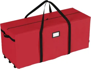 Rolling Christmas Tree Storage Bag - Holds 9-Foot Artificial Trees, Holiday Decorations, Inflatables, Garland, and More by Elf Stor (Red)