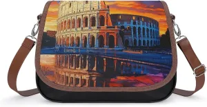 Rome in Sunset Painting Fashion Crossbody Bags for Women Lightweight Shoulder Handbags Travel Purse with Strap Custom Gifts