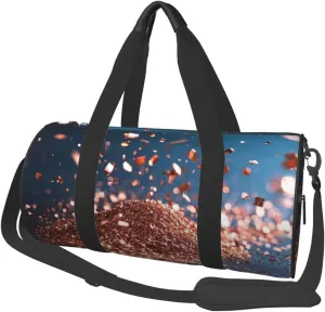rose gold glitter Print Round Large Capacity Travel Luggage Bags,Men's and Women's Hand-Held Travel Clothing Bags
