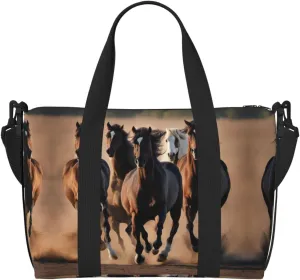running horses print Travel Duffel Bag,workout duffel bag, overnight shoulder Bag,Weekender Bag for Women Men