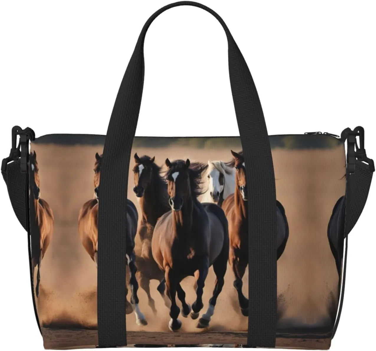 running horses print Travel Duffel Bag,workout duffel bag, overnight shoulder Bag,Weekender Bag for Women Men