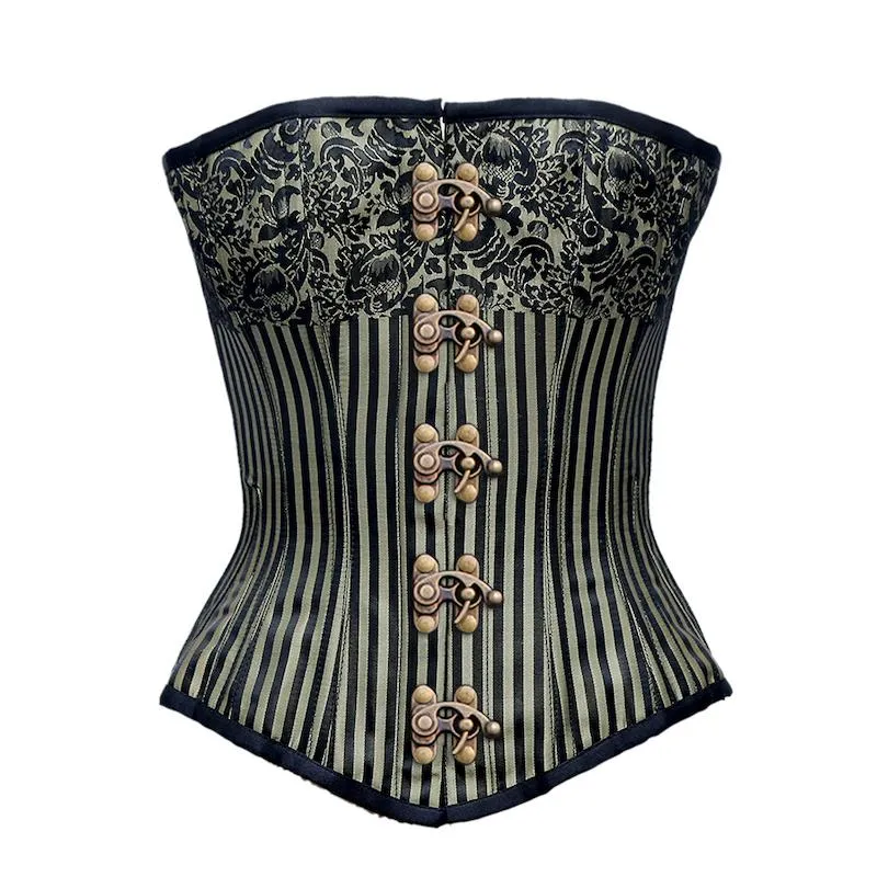 Ryerse Black Gold Brocade Edwardian Overbust Corset