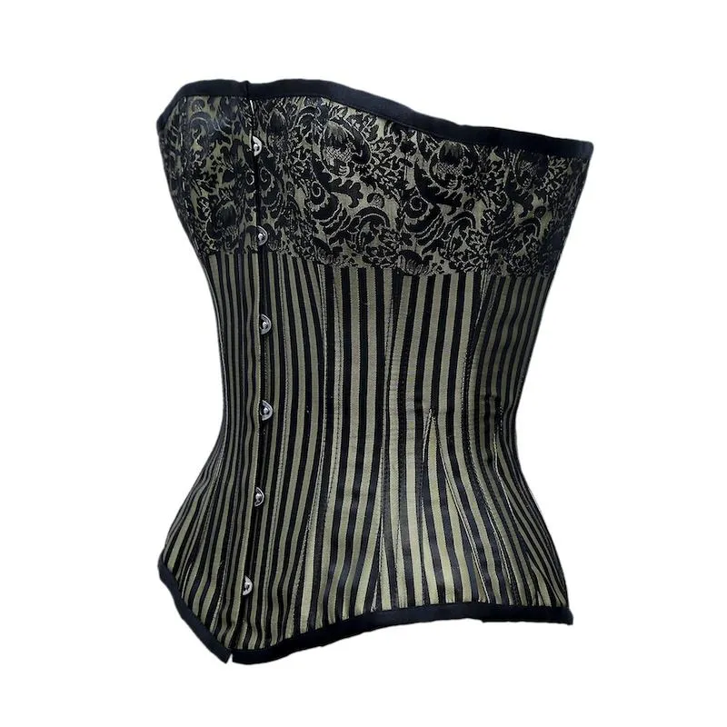 Ryerse Black Gold Brocade Edwardian Overbust Corset