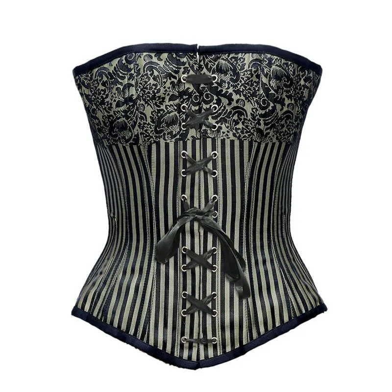 Ryerse Black Gold Brocade Edwardian Overbust Corset