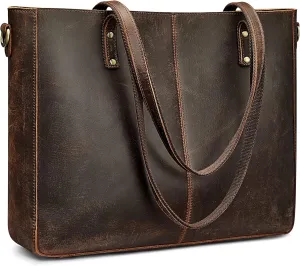 S-ZONE Genuine Leather Shoulder Tote Bag for Women Large Handbag Work Purse