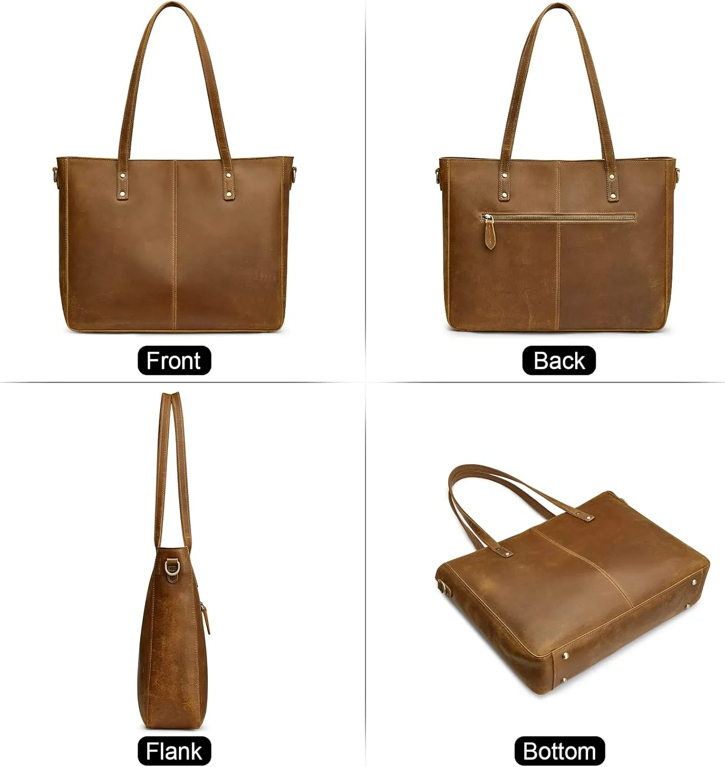 S-ZONE Genuine Leather Shoulder Tote Bag for Women Large Handbag Work Purse