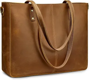 S-ZONE Genuine Leather Shoulder Tote Bag for Women Large Handbag Work Purse