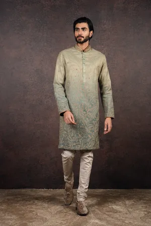 Sage-Emerald Ombre Kurta Set | MURAQQA