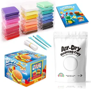 Sago Brothers Air Dry Clay 24 Colors & 200g White Clay