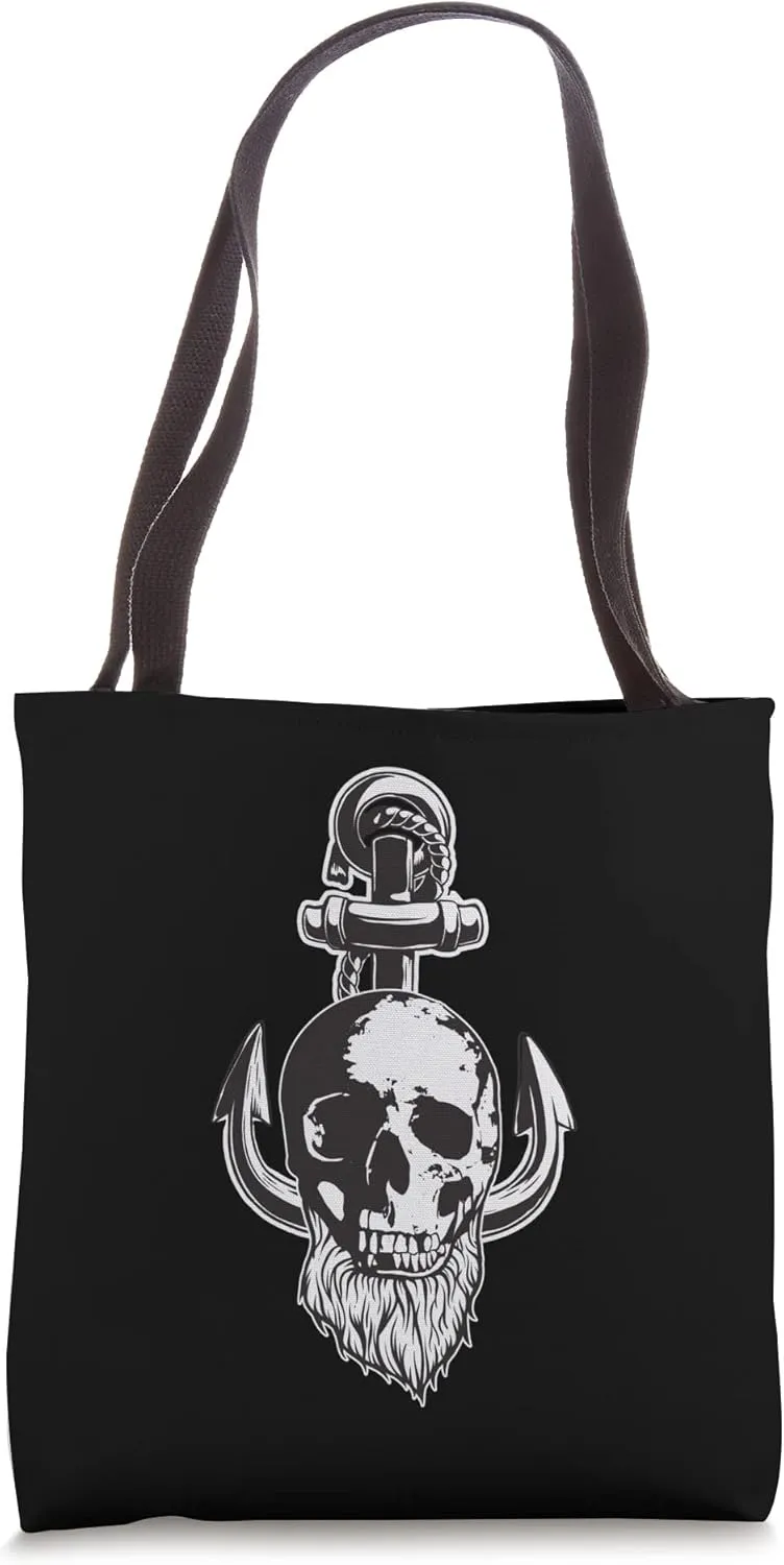 Sailors Nautical Anchor Captain Skull Tote Bag