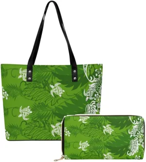 Samoa Tribal Print Custom Women'S Tote Polynesian Women'S Bag 2 Piece Set Shoulder Bag And Purse