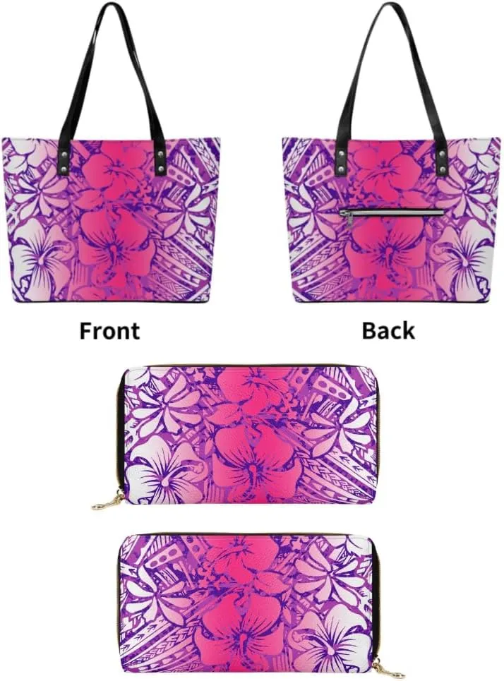 Samoa Tribal Print Custom Women'S Tote Polynesian Women'S Bag 2 Piece Set Shoulder Bag And Purse